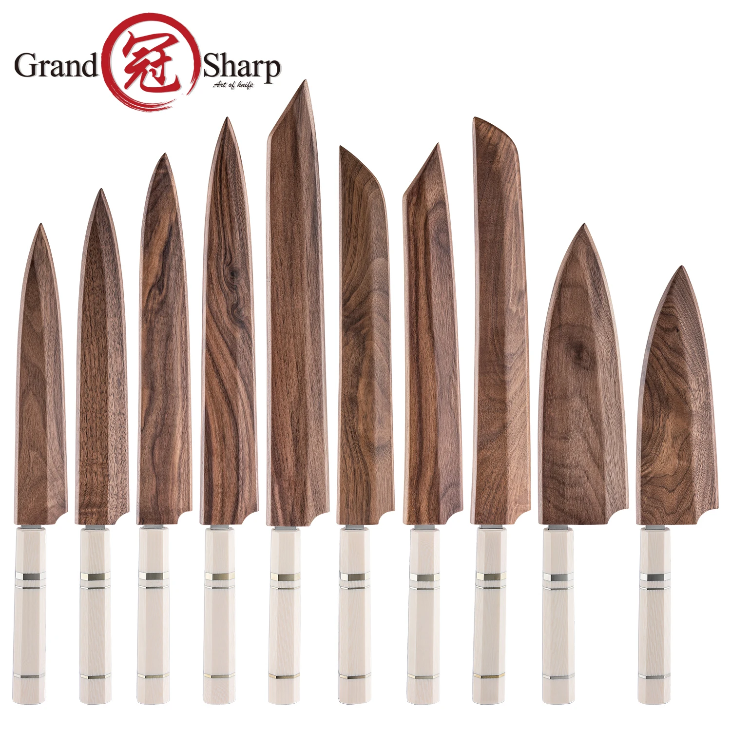 Funda protectora magnética de madera Grandsharp para cuchillos de sashimi, soporte para almacenamiento de cuchillas, accesorio de cocina