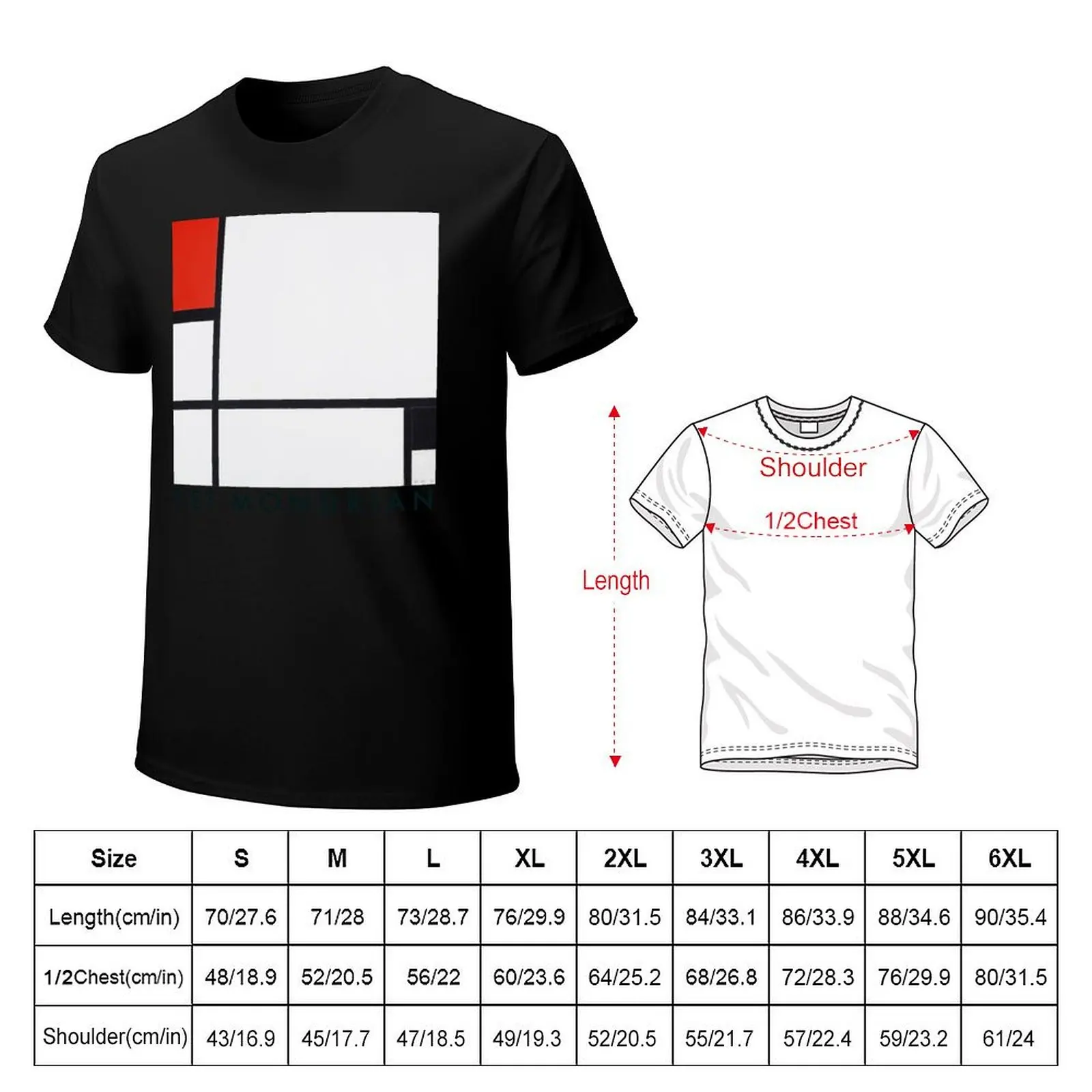 Piet Mondrian Composition No I With Red And Black (1922) Abstract Expressionist T-Shirt Fitness Training Breathable Tee