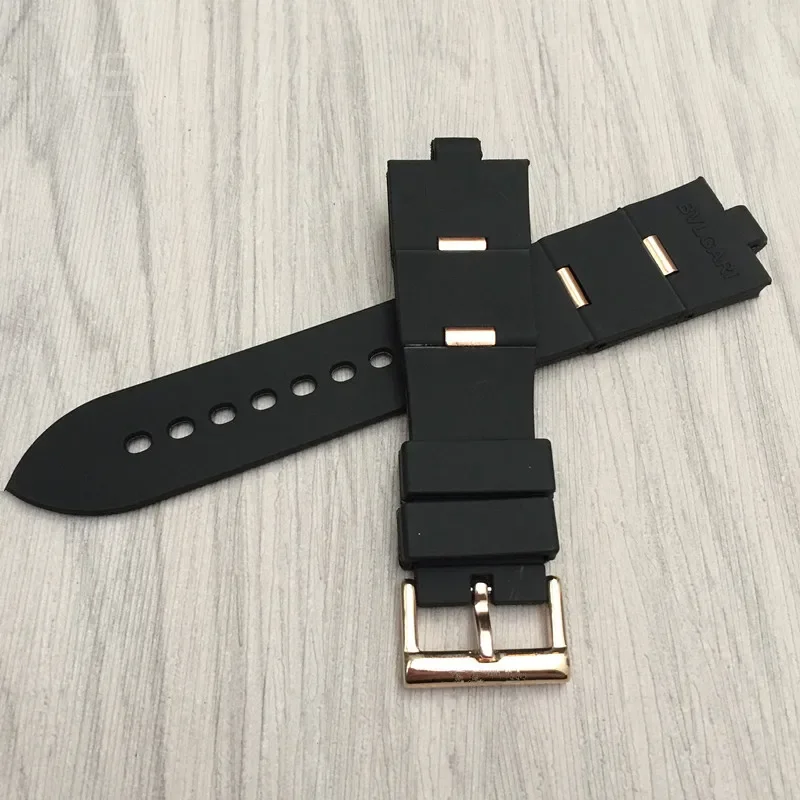 Para pulseira de relógio de borracha Bulgari com interface convexa acessórios de relógio macios e confortáveis masculinos e femininos 22x8mm 24x8mm