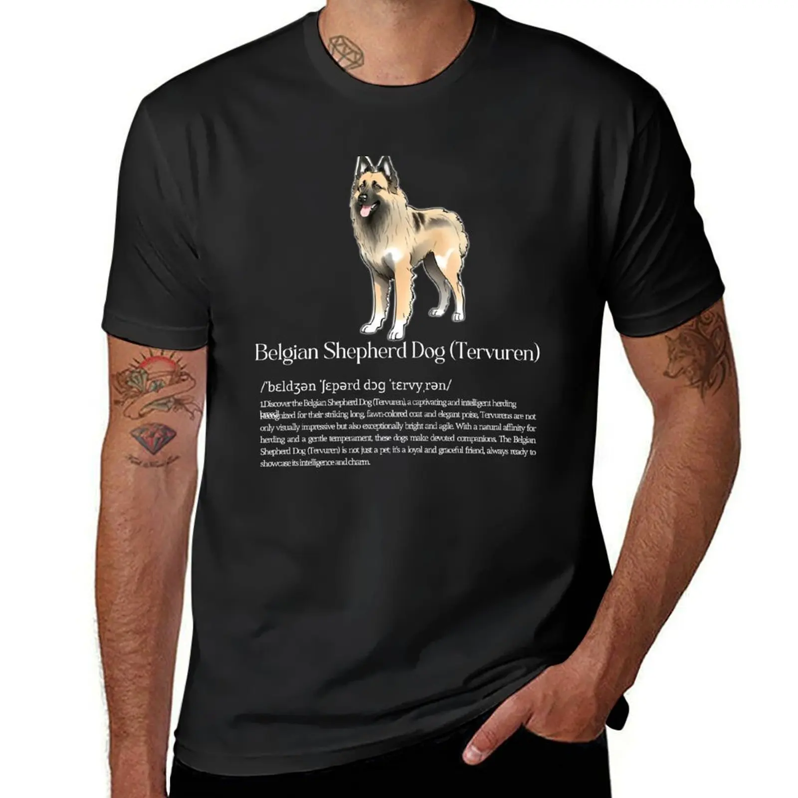 Tervueren Dog Breed Info T-Shirt customizeds graphics vintage slim fit t shirts for men