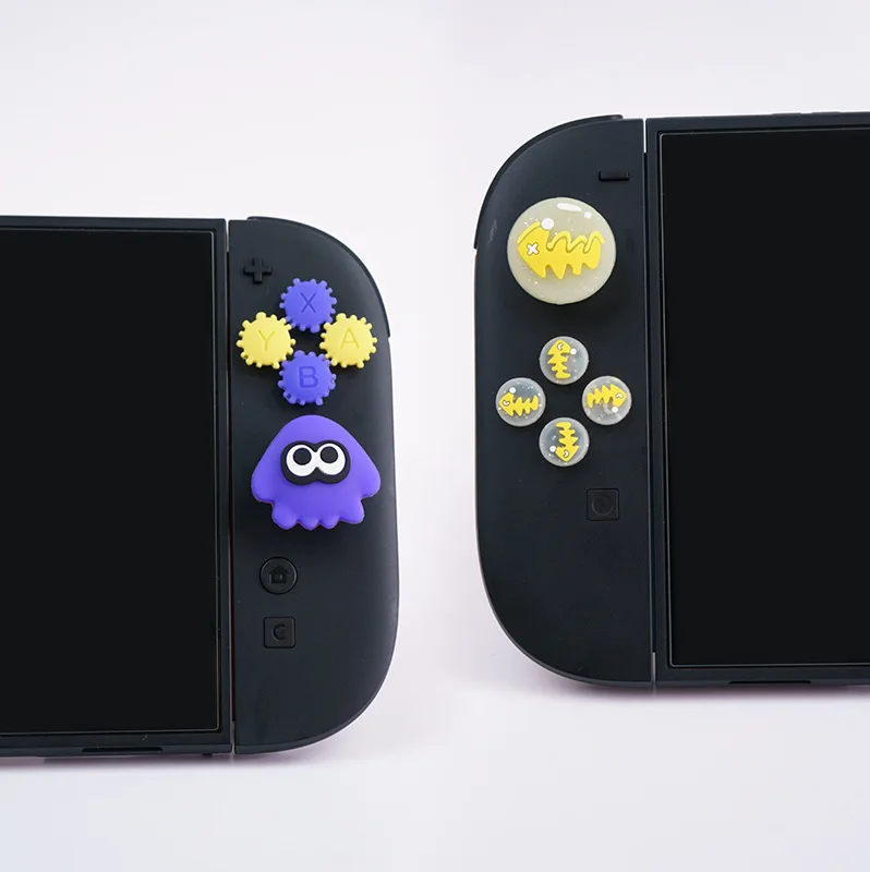 Silicone Soft Dpad Cross Button ABXY Key Sticker Skin Joystick Case For Switch 2/Oled/Lite NS Joy-con Thumb Stick Grip Cap Cover