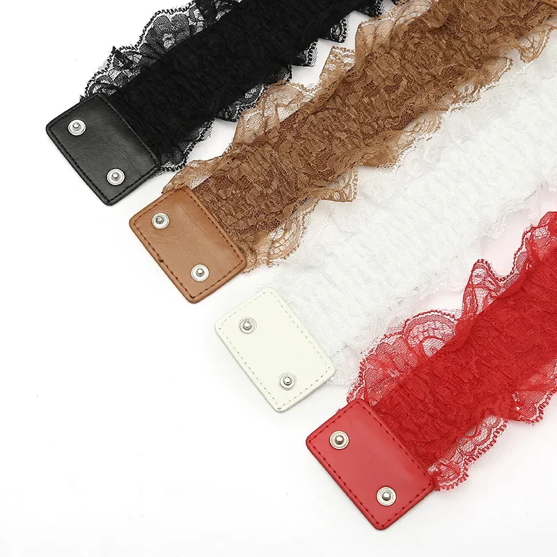 Female Self Tie Cinch Waistband Belt Lace PU Wide Corset Women Wedding Dress Slimming Elastic Waist Band Accessories