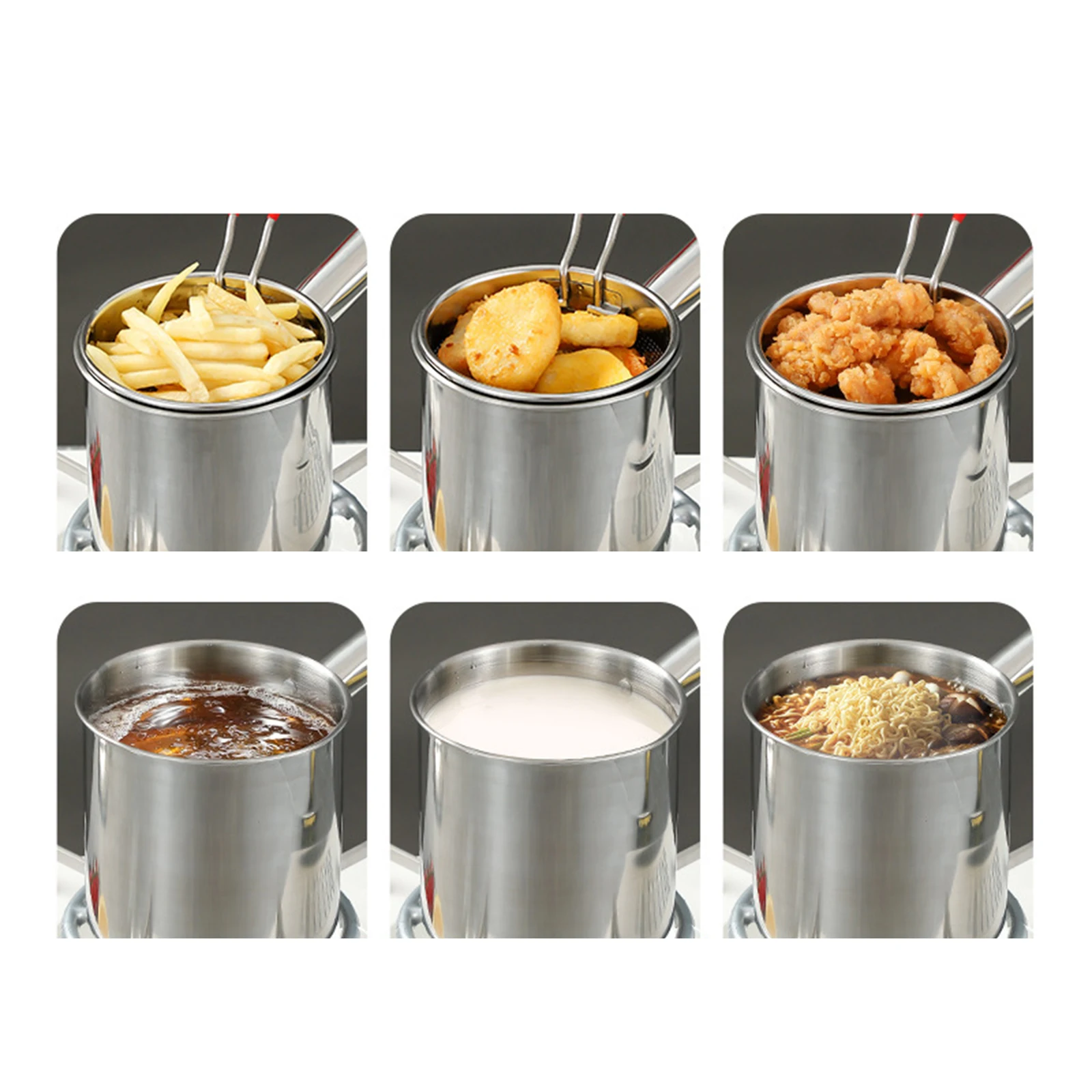 Deep Frying Pot Thick Stainless Steel Wear Resistant Milk Pot Cooking Pot for Camping Picnic Backpacking Steaming Boiling