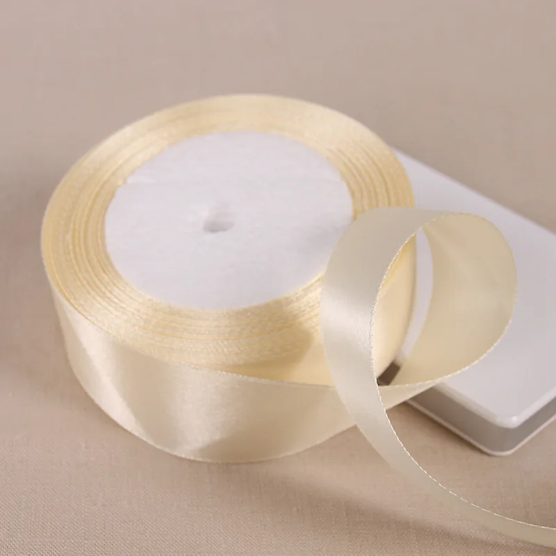 25 Yards 6/10/12/15/20/25/32/38/50/75mm Beige Polyester-Satinband für Hochzeits- und Partydekoration & DIY Geschenkverpackung – Detail 8