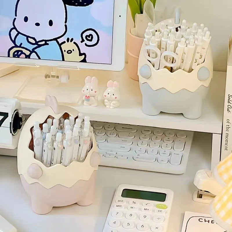 Lindo portalápices de dibujos animados, soporte de papelería de dinosaurios, alta capacidad, clip de caramelo, caja de almacenamiento de joyas, cosas de escritorio Kawaii