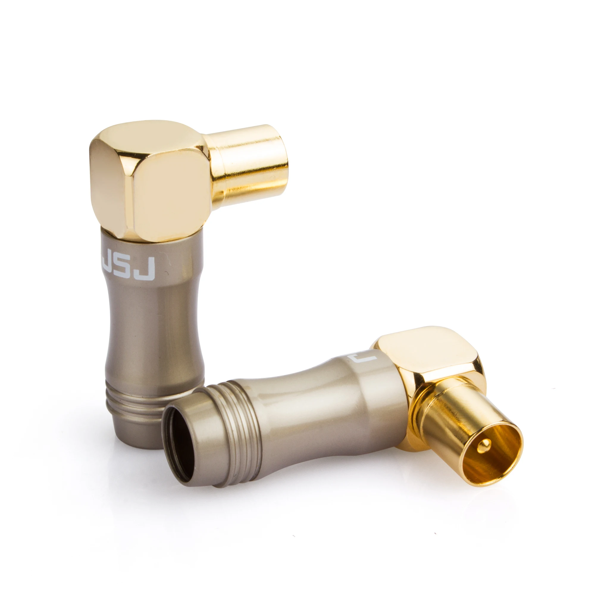Copper Gold-Plated 90 Degree RF Head British Thread F Head Cable TV Signal Line Welding Male Head 9.5TV Welding for Audio Video