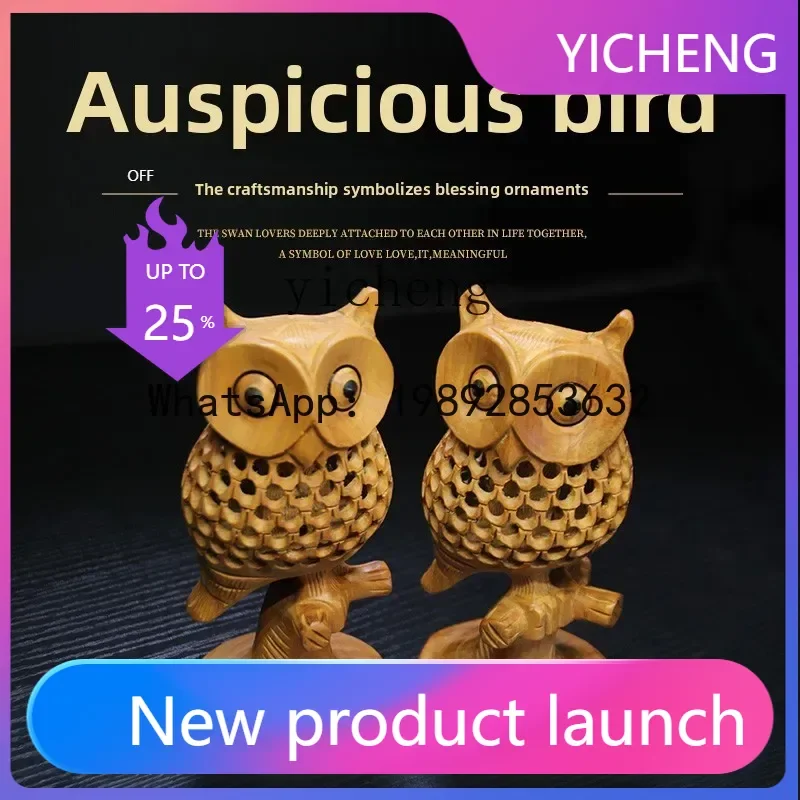 

X2 wood carving owl hollow handicraft ornament gift kawaii accessories