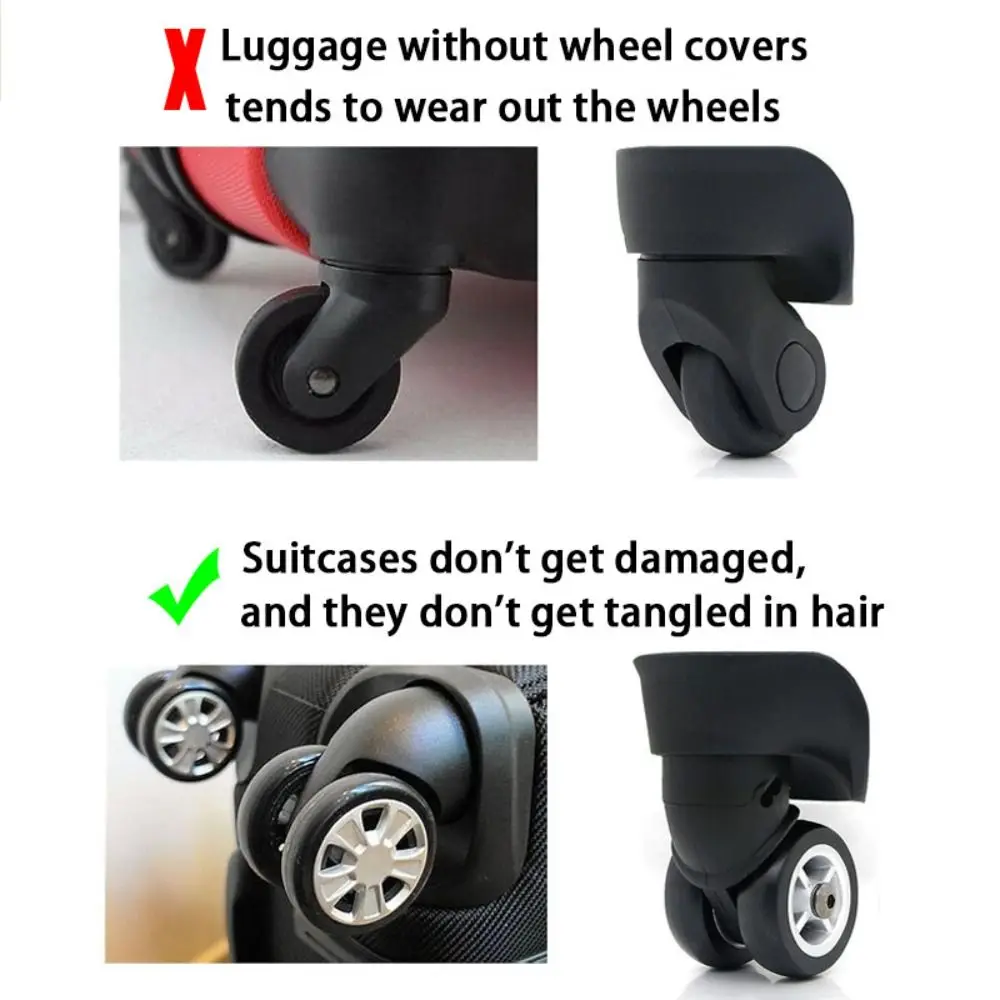 8Pcs Luggage Wheels Protector Rings Silicone Luggage Accessories Wheels Cover For Most Luggage Reduce Noise For Travel Luggage