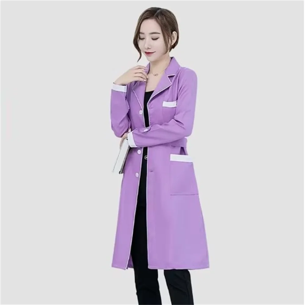 High quality Spa Uniforms Tattooist Work clothing Lab Coat Summer Purple Long Sleeve Beauty Salon Work Wear Scrubs Uniform New
