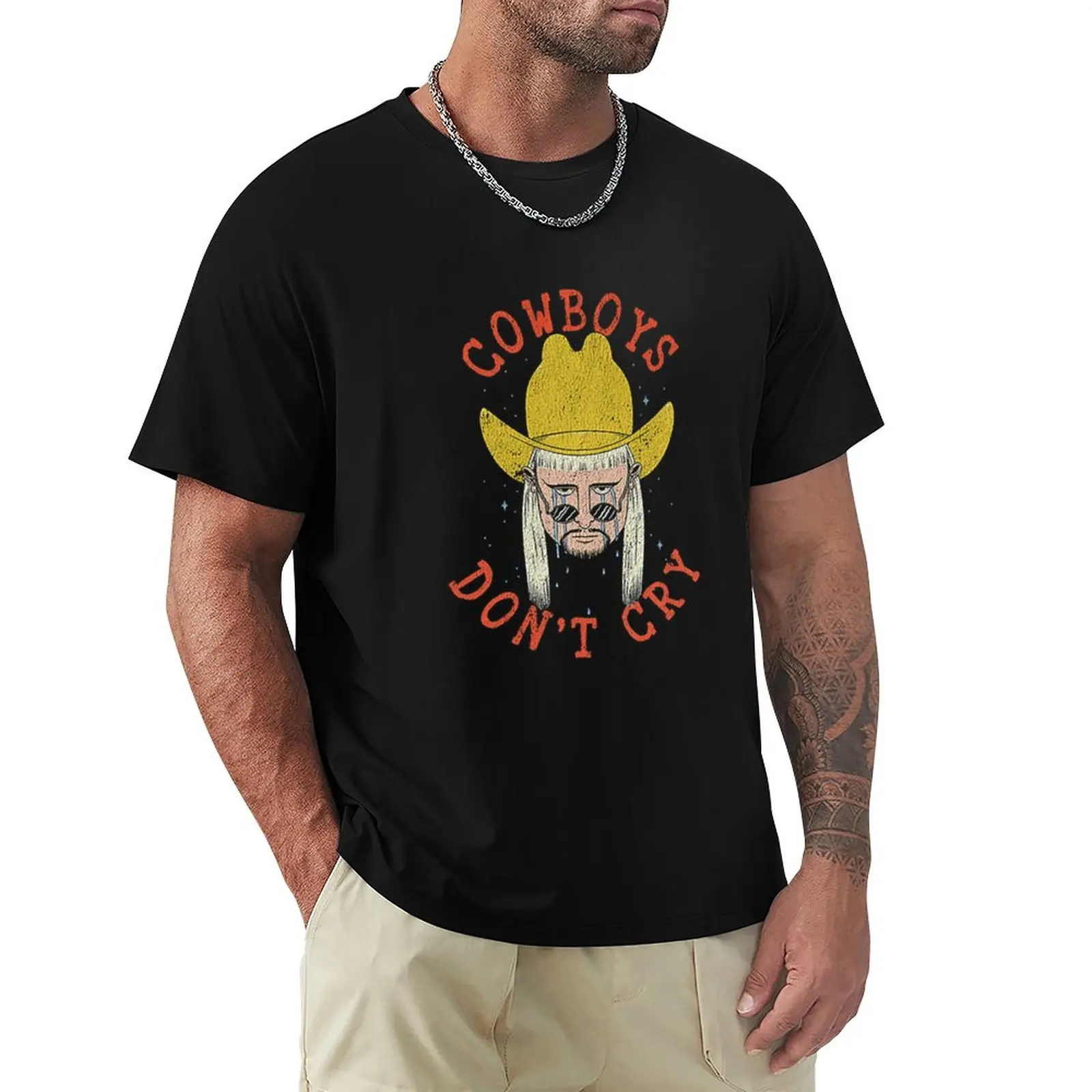 Camiseta clásica de Oliver Tree Cowboys Don't Cry para hombre, Camisa lisa con estampado de animales, moda coreana, paquete