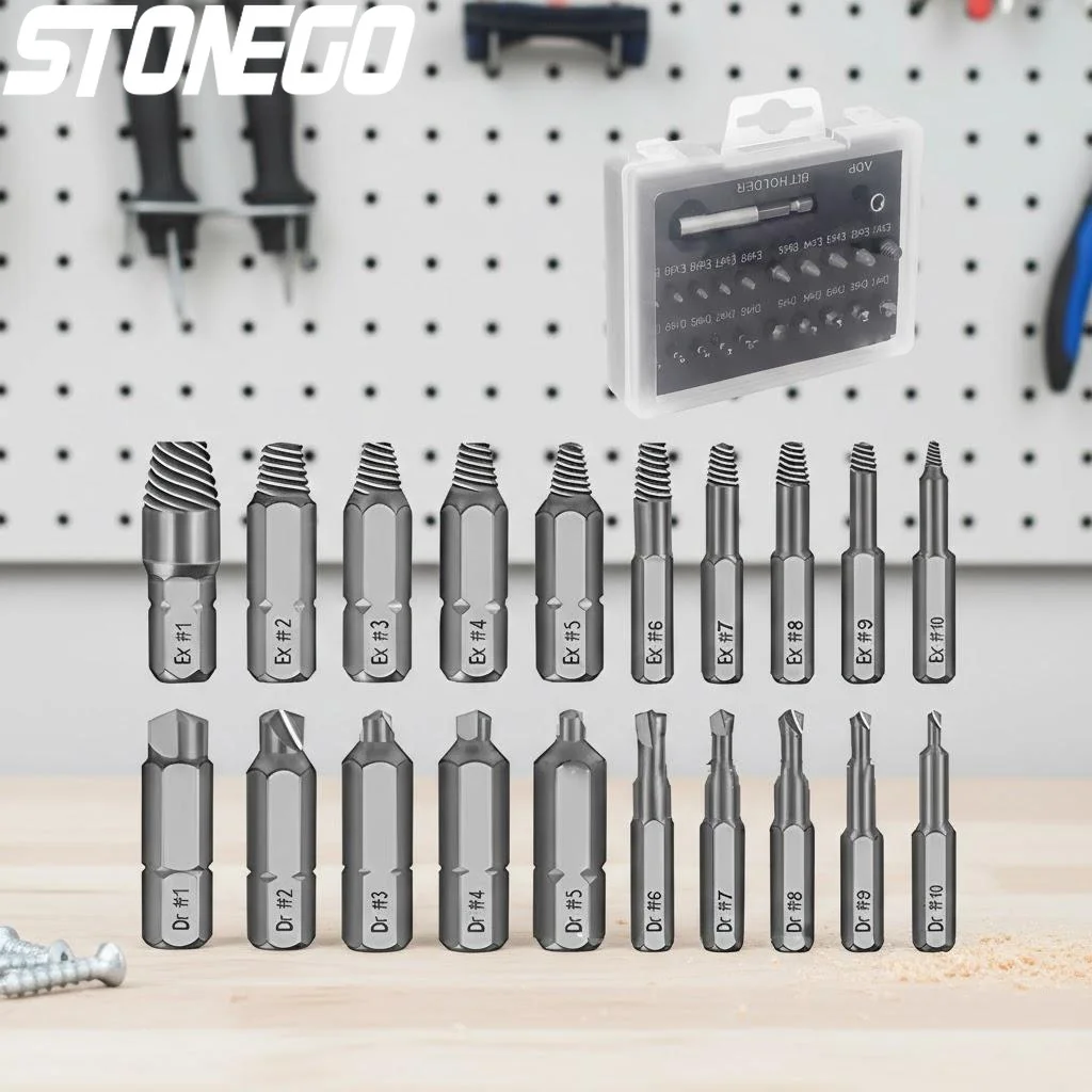 

22PCS Screw Extractor Remover Drill Bit Set for Stripped Broken Bolts Remover Disassemble Stud Slip Teeth Demolish Tools