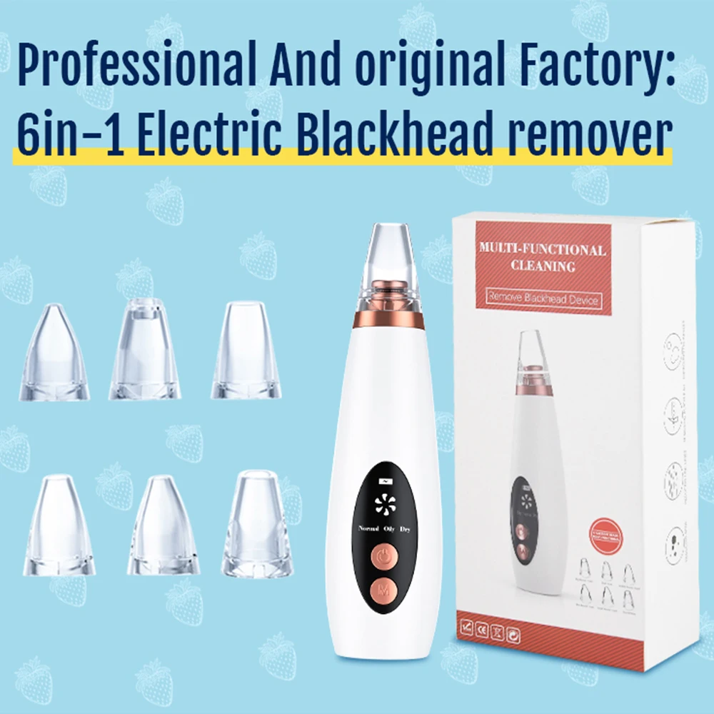 

Blackhead Remover 6 Suction Heads Rechargeable Skin Care Black Dots Remover LCD Beauty Facial Deep Cleansing Face Care Clearing