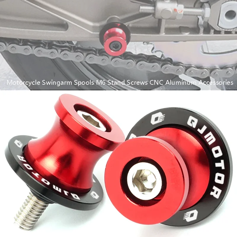 

New For QJMOTO QJ SRT 800 800X 550 SVT 650 X SRT700 350 900 600SX Motorcycle Accessories CNC 6MM Swingarm Sliders Spools Screws