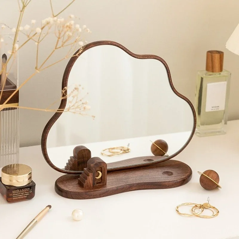 Black Walnut Metal Vintage Design Makeup Mirror Girl