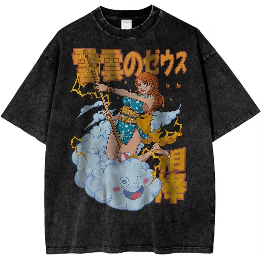ONE PIECE Sommer 2025, neues Nico Robin Ruffy Gear Shirt, Anime-Retro-T-Shirt, Designer-Illustrationsmuster, Straßensport, Harajuku