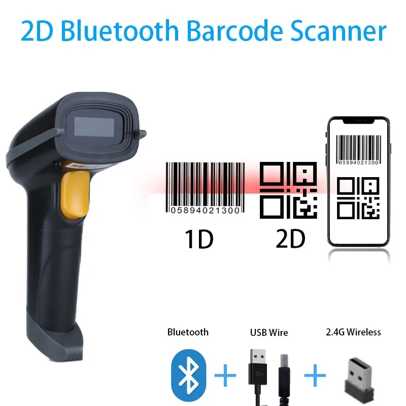 Barcodescanner 2D-barcodescanner met Smart Base 2D draadloze Bluetooth-scanner Prestaties Snel afleescodescanner