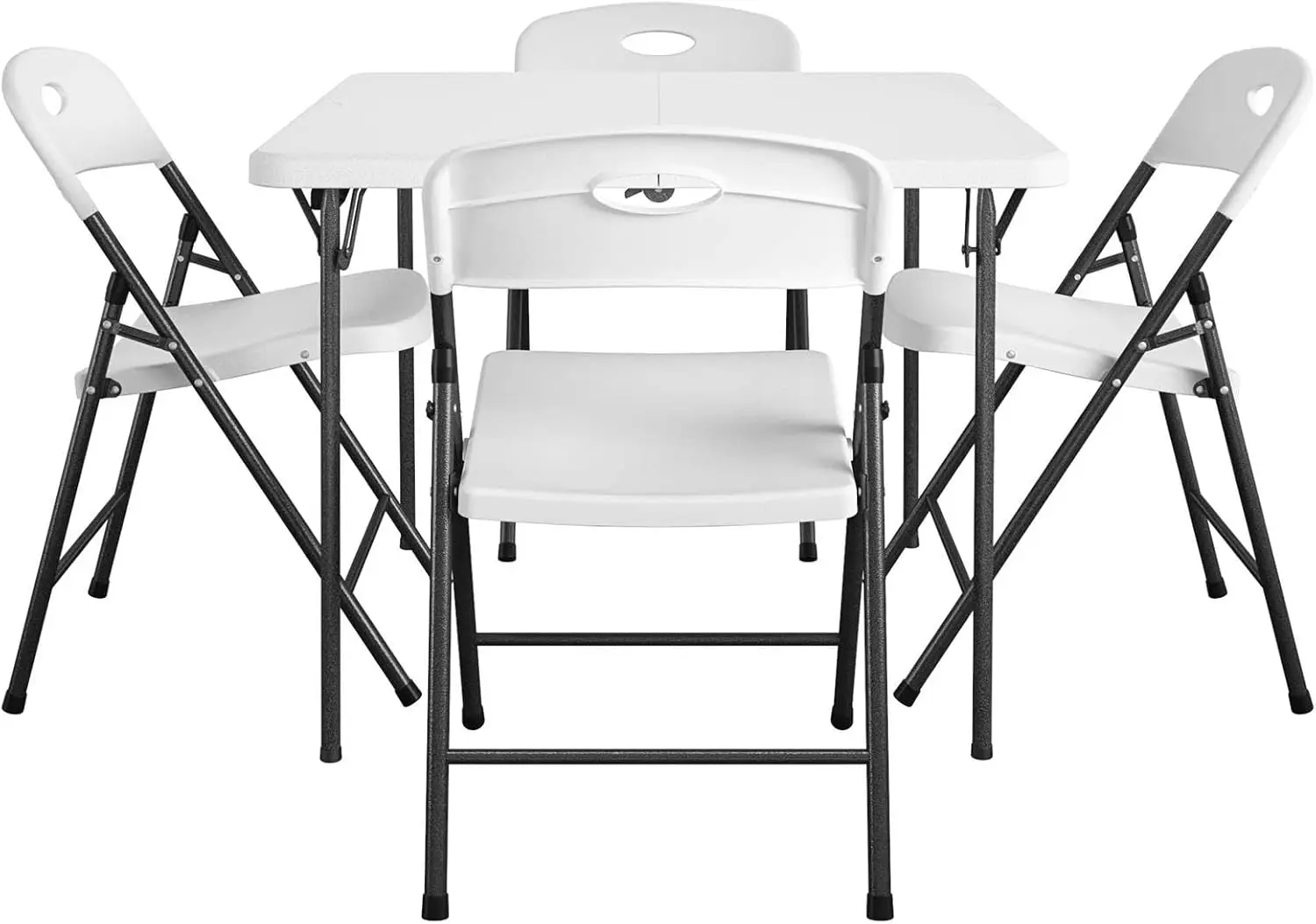 

COSCO XL 5-Piece Indoor/Outdoor Dining Set w/ 36" Fold-in-Half Card Table w/Handle, White