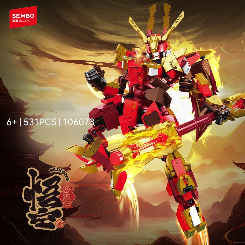 

Оригинальный робот-строительный блок, креативный 3D-путешествие на Запад, Король обезьян, собранная модель, украшение, детские игрушки, подарок