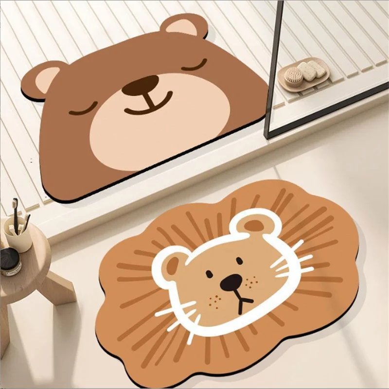 Cartoon Animal Bathroom Mat Thick Soft Diatomaceous Earth Absorbent Anti-Slip Quick Dry Entrance Door Rug for Home - view 2