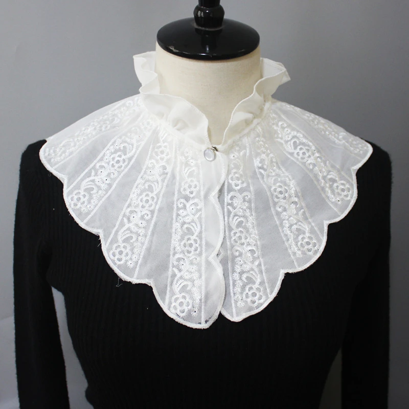 

Detachable Embroidery Floral False Collar Girls Blouse Collar Elegant Shawl Decorative Stand Collar Clothes Accessories