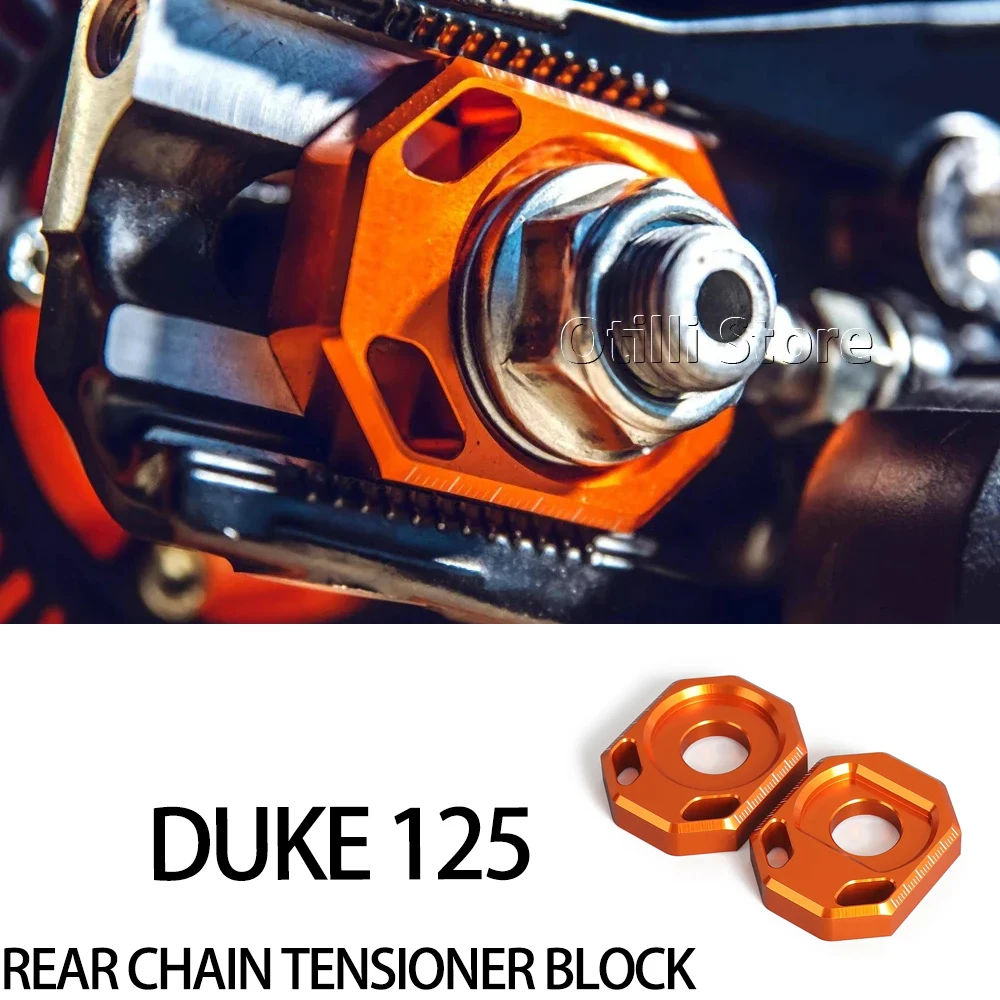 

CNC Aluminum For DUKE 390 125 Duke390 Duke125 2024 2025 Rear Chain Adjuster Axle Block Motorcycle Accessories Orange With Logo