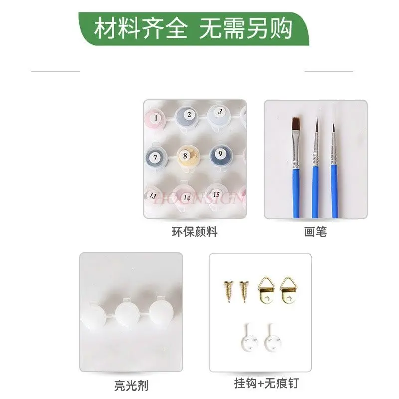 1set Digital oil painting DIY filling scenery, spring countryside, hand-painted watercolor painting, hand-painted oil painting
