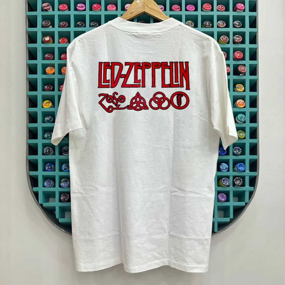 Led Zeppelin Rock Band Printed T-shirt Men Women Short Sleeve Cotton T-shirt Men's T-shirts 2026 Summer New Men's Clothing Tops