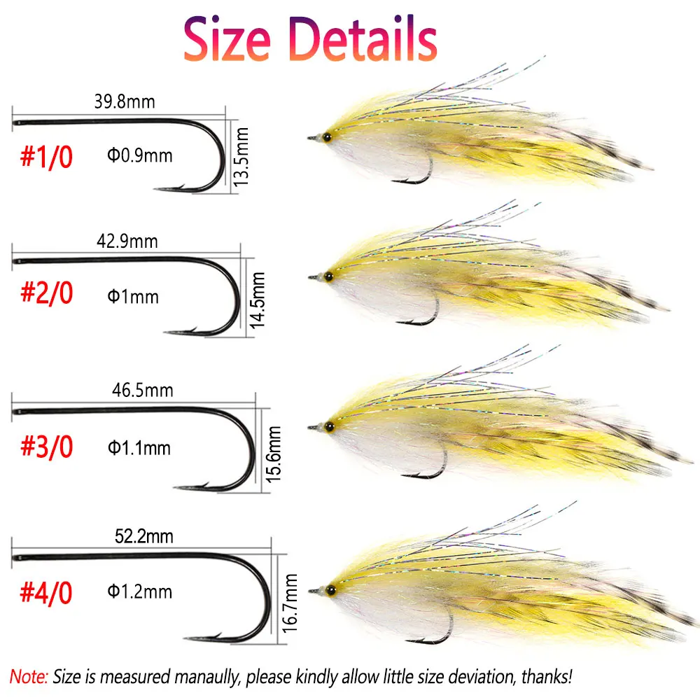 Bimoo 5PCS 1/0 ~ 4/0 New EP Silky Fiber Fish Streamer Fly Trout Slamon Steelhead Salmon Saltwater Fly Fishing Flies Lure Baits