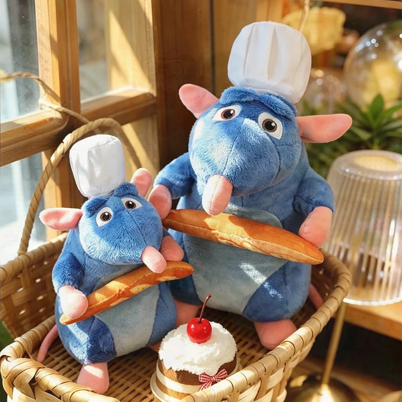 Cute Adorable New Style Disney Pixar Ratatouille Little Mouse Shoulder Sitting Plush Headband Doll Toy Women Face Wash Makeup