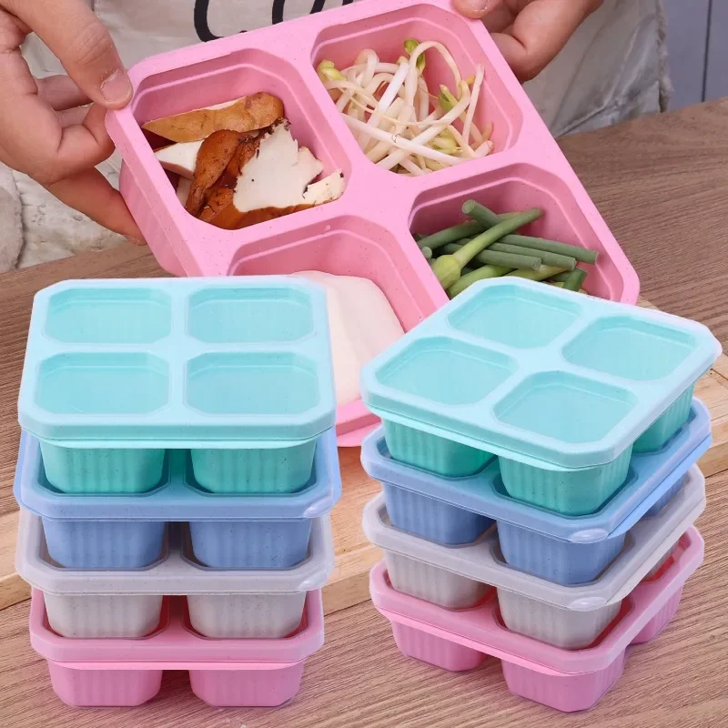 

4-Grid Reusable Snack Containers - Portable Meal Prep for Kids & Adults (Home & Kitchen) bento lunch box