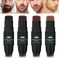 2 in 1 Beard Filling Stick with Brush Beard Pencil Filler for Men,Beard Pen And Beard Brush Long Lasting Coverage Natural Finish