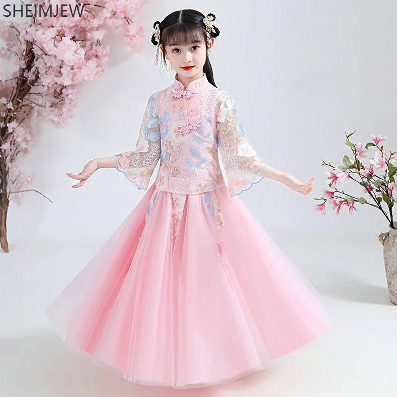 Modern Chinese Spring Hanfu Children Birthday Dress Girls Traditional Princess Tang Dynasty Clothing Chinese Ancient Style Dress