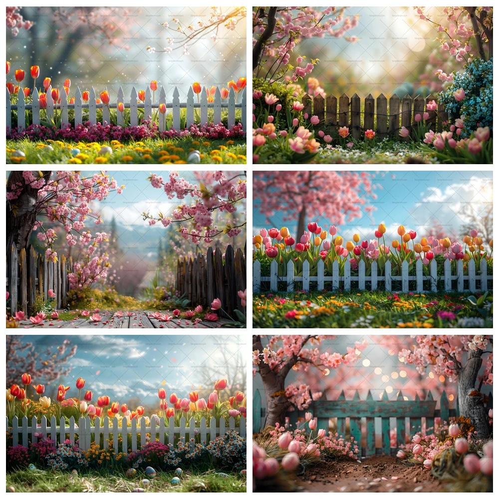 

Spring Easter Fence Photography Backdrop Birthday Party Adult Wedding Child Art Portrait Banner Decorative Props