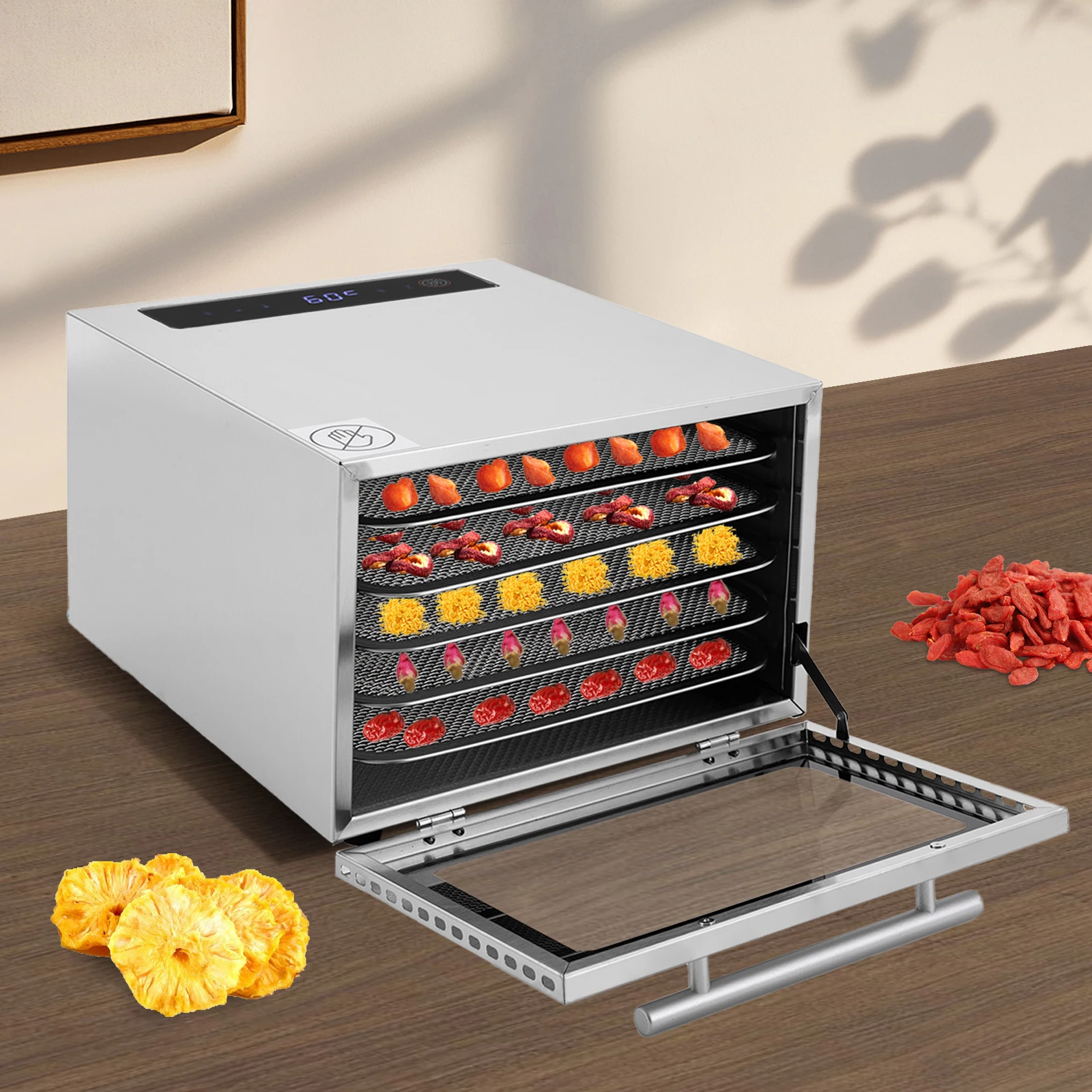 5 Trays Food Dehydrator Machine Stainless Steel Large Capacity Suitable for Drying Vegetables, Fruits, Snacks, Nuts