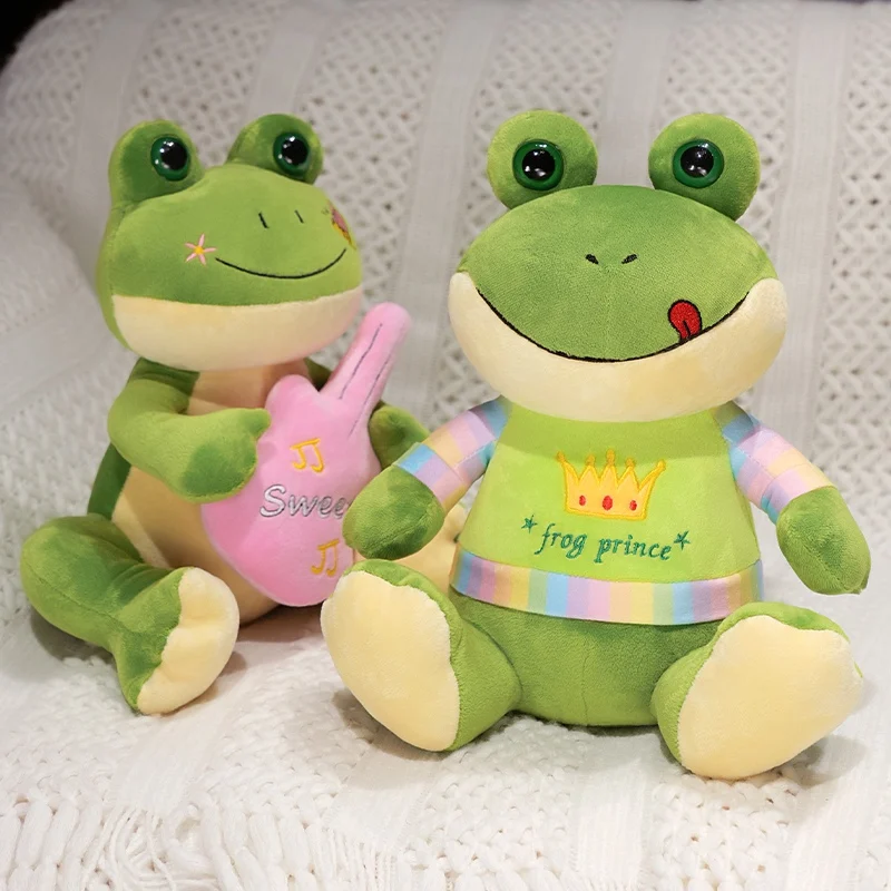 27 سنتيمتر الكرتون لطيف الحيوان الضفدع أفخم دمية شهم ربطة القوس فيونكة الغيتار الضفدع الزواحف ألعاب من نسيج مخملي هدية تزيين المنزل للأطفال
