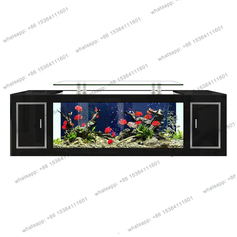 TV cabinet fish tank living room 2023 new household floor-to-ceiling large ecological glass water-free