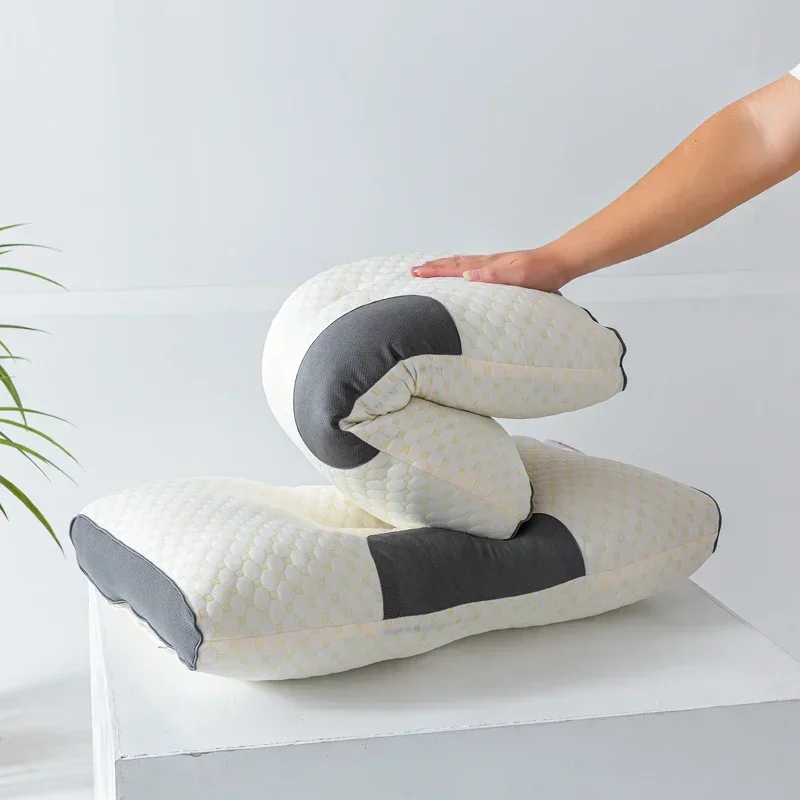 The concave convex design of the human body helps massage the neck, and the fiber massage pillow helps with sleep