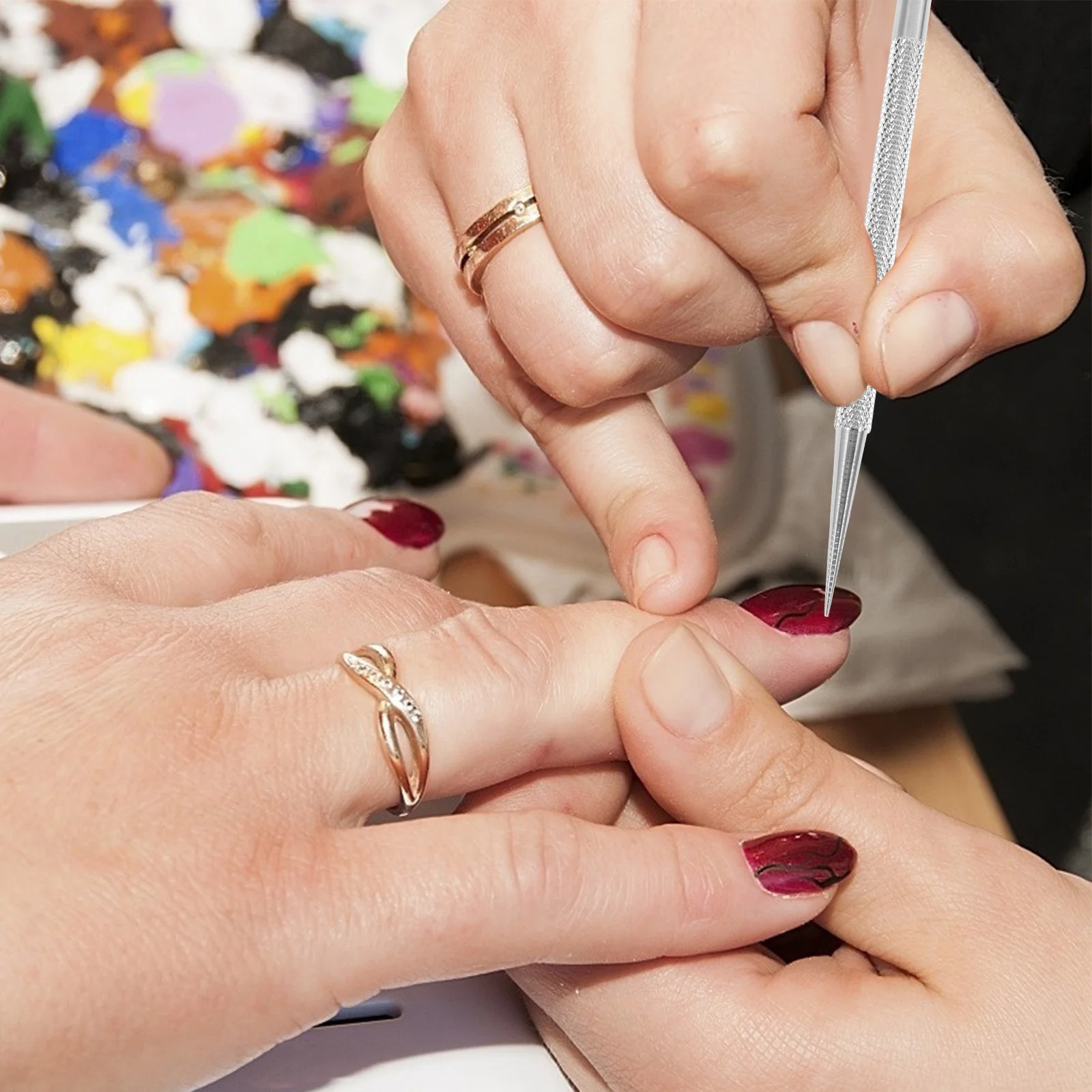 

2pcs Cuticle Pusher Set Stainless Steel Dual Sided Ergonomic Non-Slip Handle For Manicure Pedicure Tools Nail Art Supplies