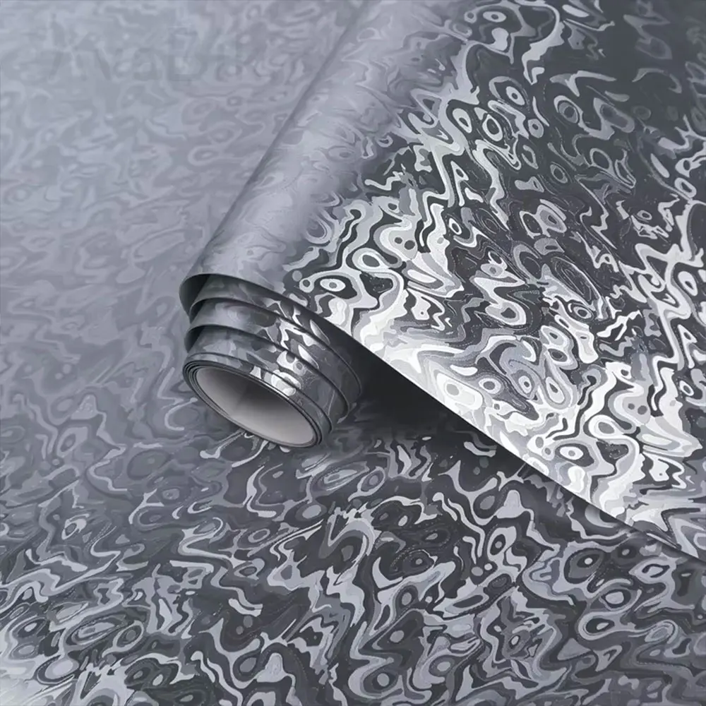 

10/50cm x152cm Matte Silver Carbon Fiber Metaverse Textured Vinyl Film 3D Effect PET Self Adhesive Car Stickers With Air Release