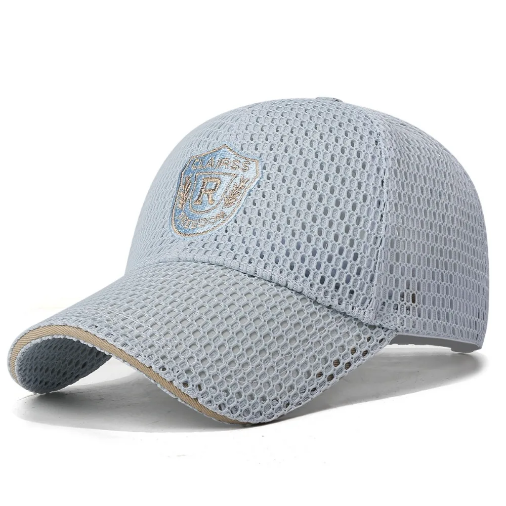 High Quality Multicolor Mesh Baseball Cap Breathable Mesh Adjustable Size Sun Hat Polyester Woven Flat Cap Men's Wear