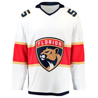 Hockey Jersey - White with Red/Navy/Gold Accents Panther Head \