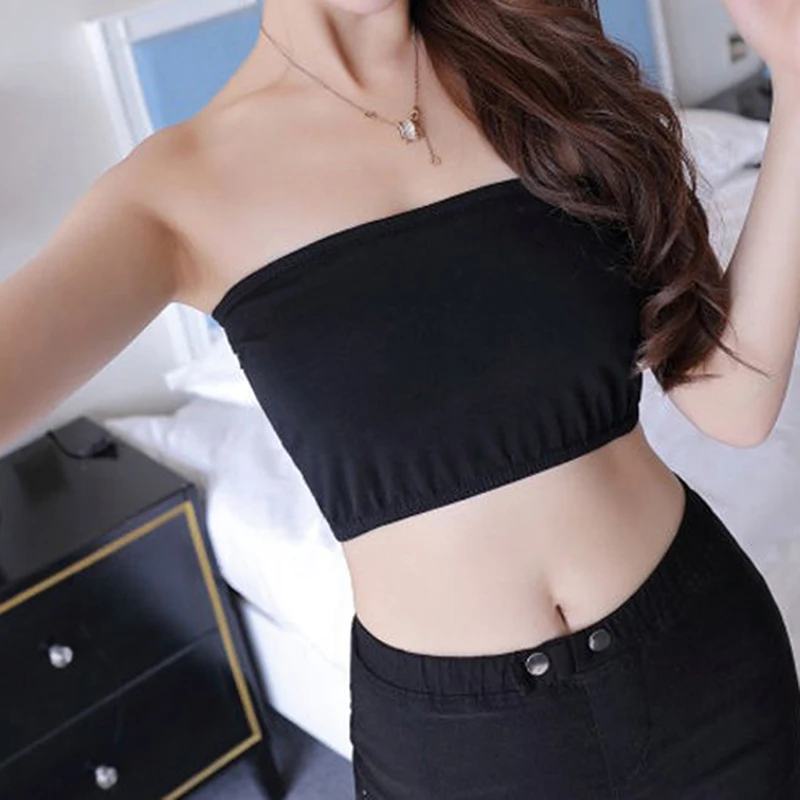 Summer Women Modal Bandeau Top Solid Breathable Strapless Bra Bandeau Soft Seamless Women Casual Tank Crop Tops