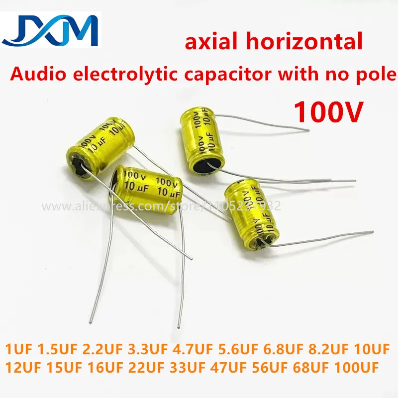 

5-10pcs Axial horizontal NP audio non-polar capacitor 100V1UF2.2UF3.3UF4.7UF5.6UF6.8UF8.2UF10UF12UF15UF22UF33UF47UF56UF68UF