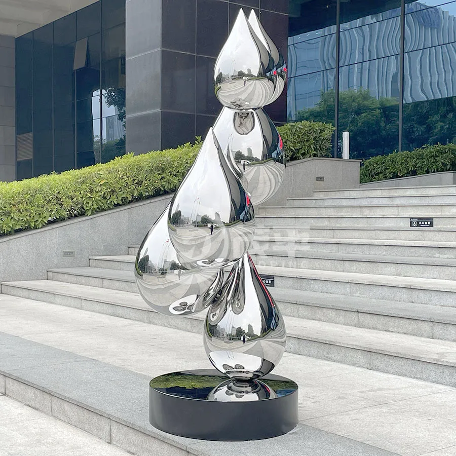 *&Interior Art Abstract Contemporary Modern Metal Art Custom Stainless Steel Water Drop Sculpture Living Room Decor Design