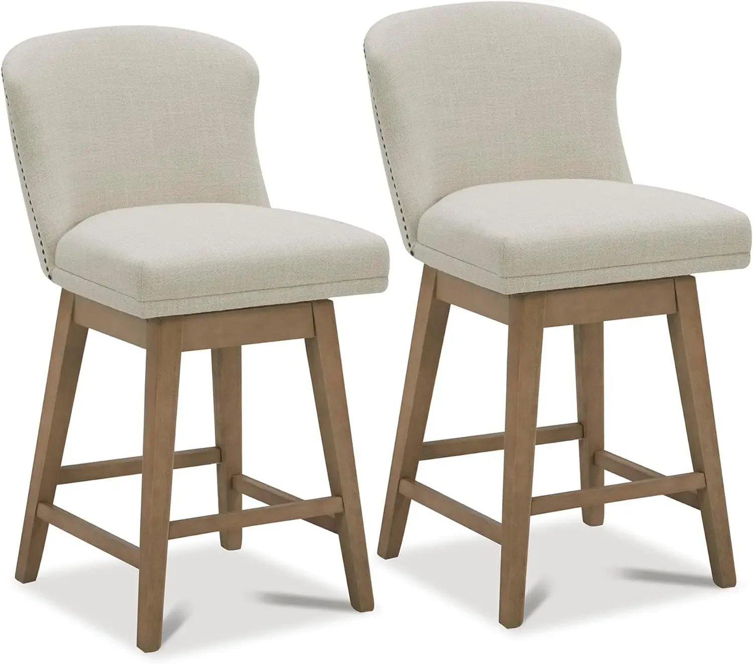 Counter Height Swivel Barstools, Upholstered Performance Fabric Bar Stools Set of 2, 26" Seat Height,  Outdoor Furniture