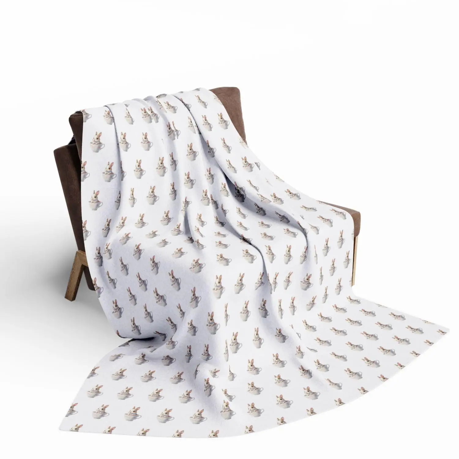 [Flannel Blanket] Little Bunny Blanket in a Teacup, Arctic Wind Blanket, Home Decoration, Gift for Animal Lovers, Newborn Gift