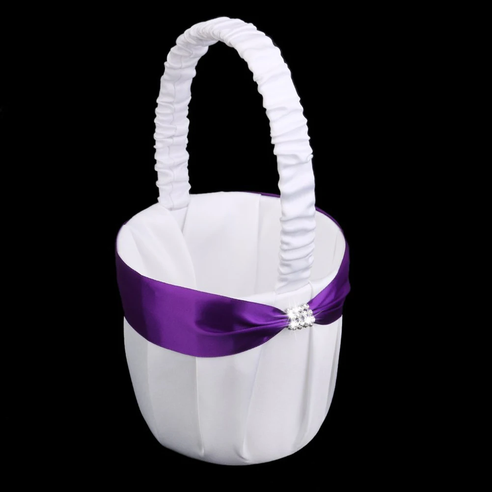 

Decorate Flower Basket Bridegroom Baskets Party Purple and White Girl Wedding for