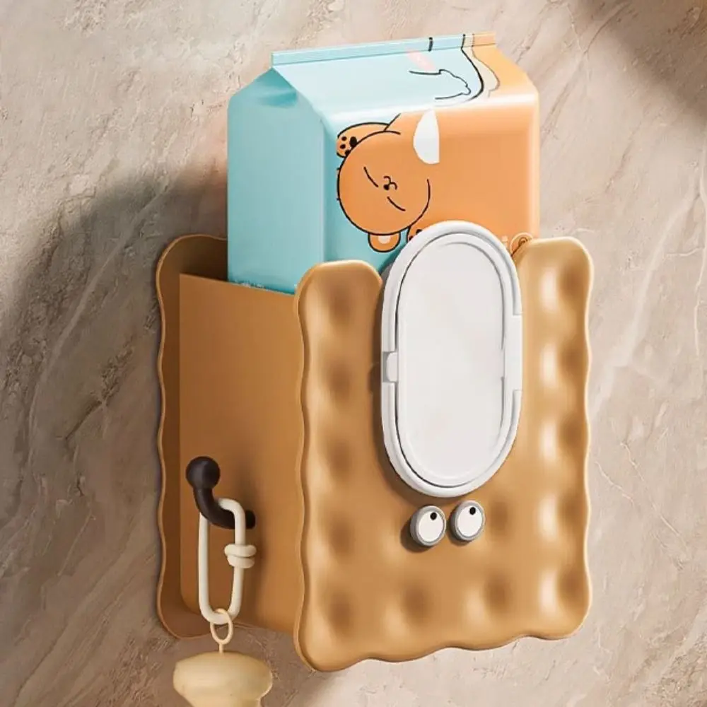 

Wall Mounted Paper Towel Holder Self-Adhesive Waterproof Tissue Storage Case with Hooks Multi-function Wipe Tissue Organiser Box