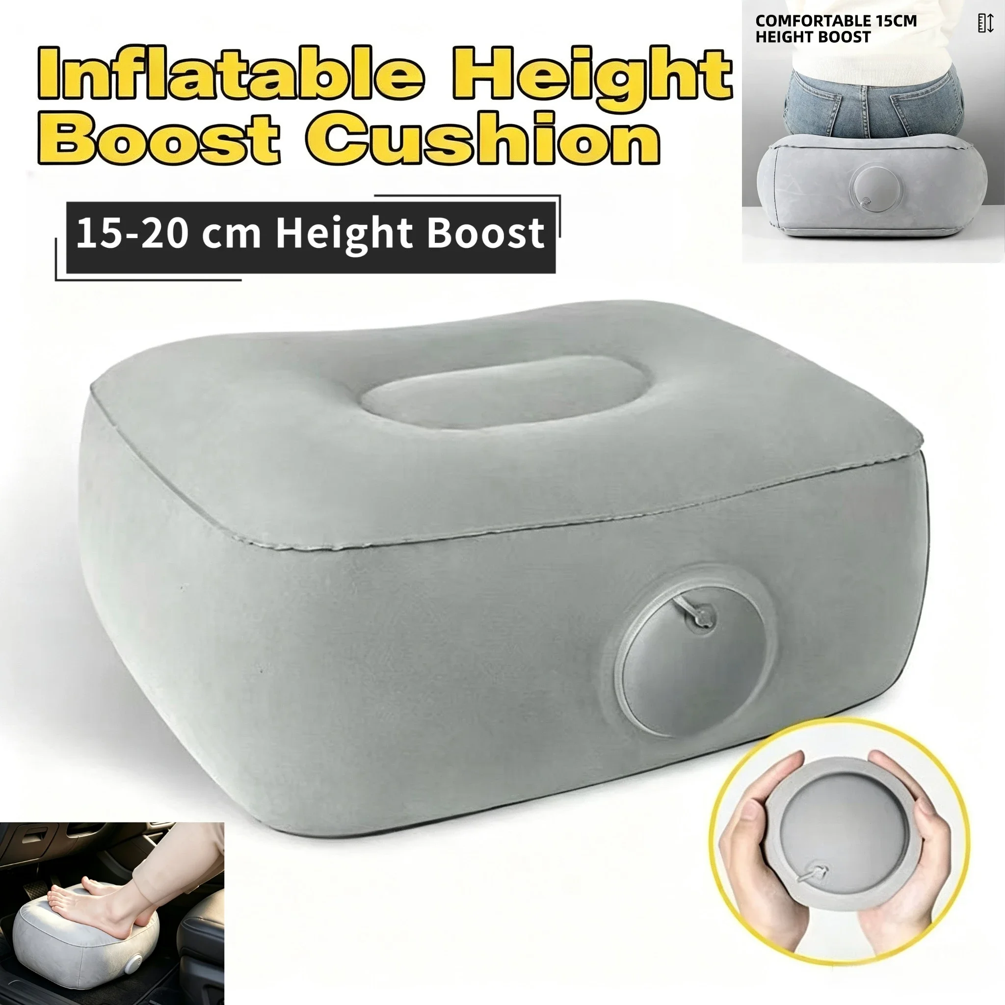 Inflatable Foot Rest Pillow for Travel, Portable Under Seat Foot Rest for Office, Home, Trains, Cars, Concert, Heightening Seat