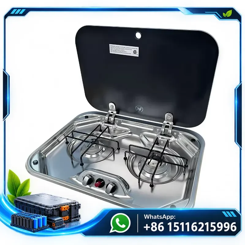 JDA Premium 2 Burner RV Gas Stove Stainless Steel Tempered Glass Cover Foldable Portable for Camper Caravan Boat Outdoor